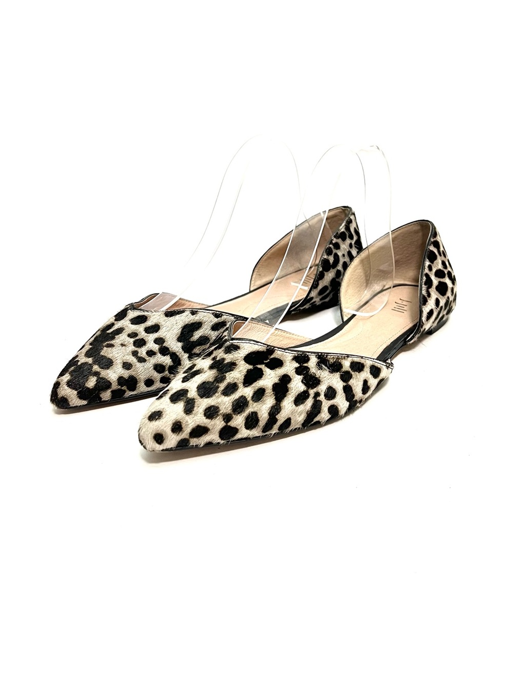 Vintage Y2K cheetah print pony hair pointed toe d'Orsay loafer flats - Picture 6 of 8